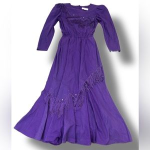 Vintage Western Rodeo Cowgirl Midi Dress by Lilia Guilty Purple Size Small